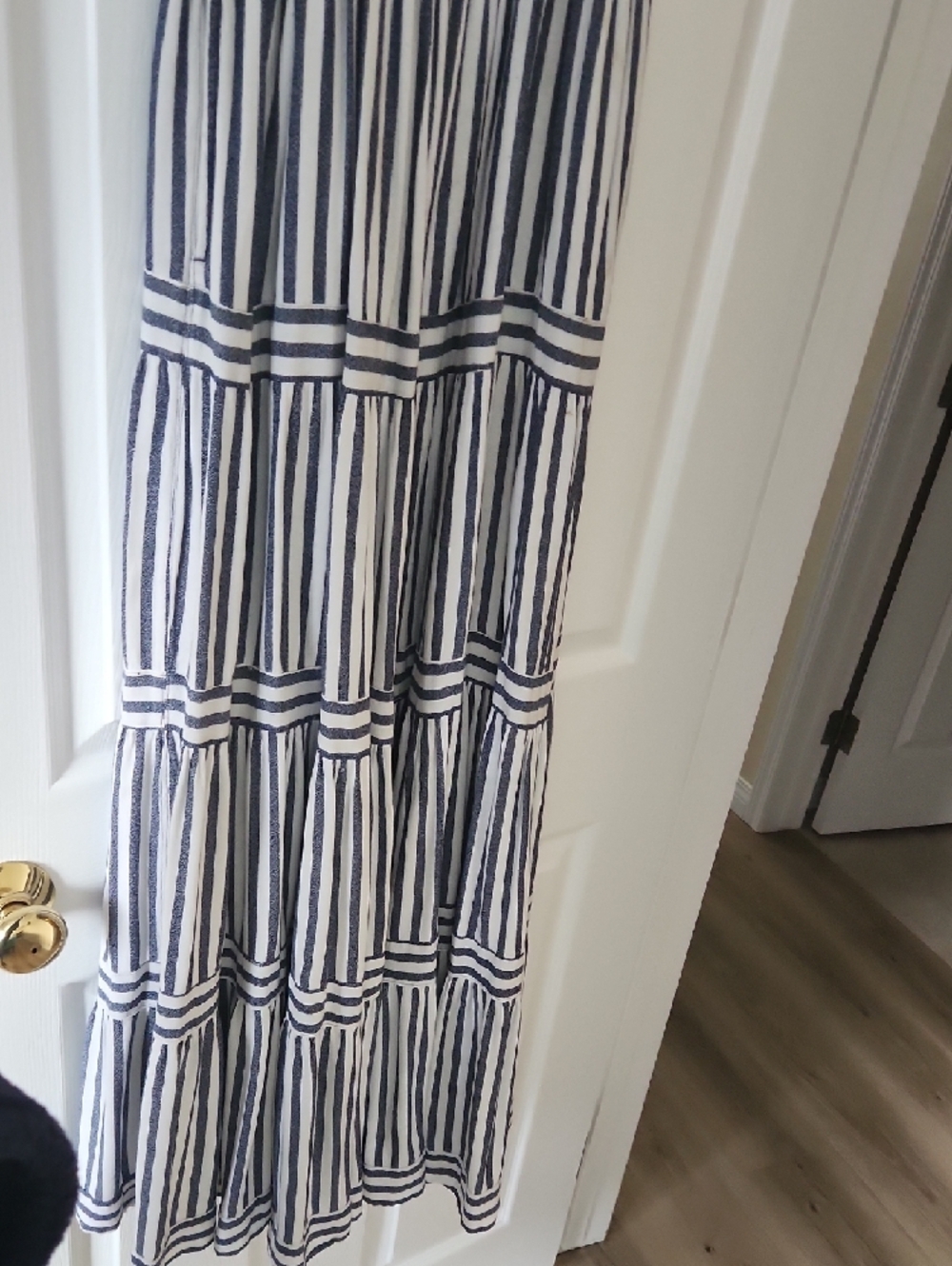 Navy and White Striped Long Sundress - Picture 3 of 5